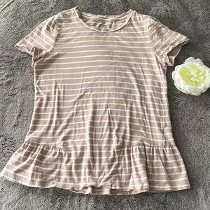 Banana Republic 💗 Dusty Pink Striped Designer Tee, S